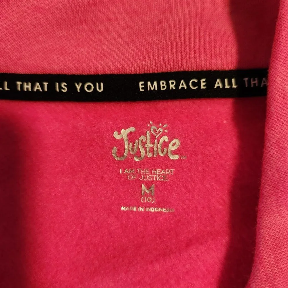 Justice Sport Girls Pink Zip Up Sweatshirt Sweat Shirt Rainbow Logo‎ NEW NWT